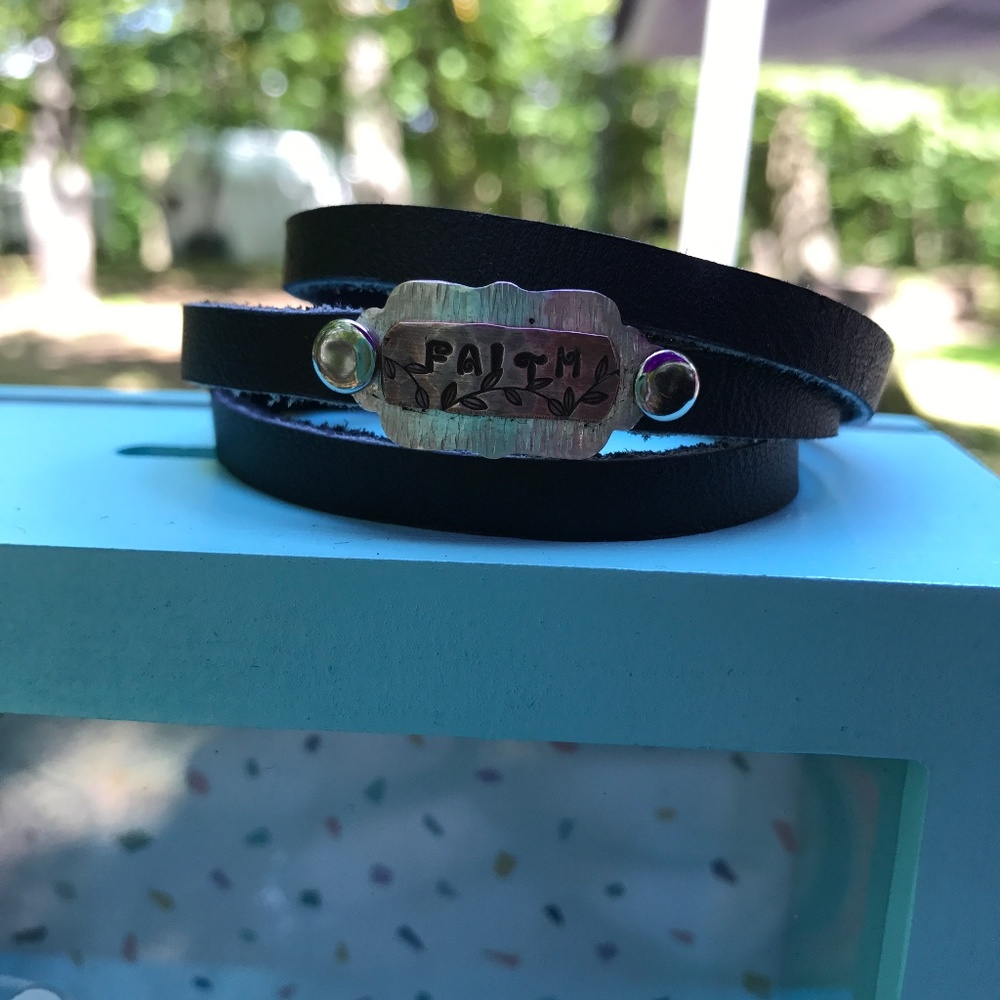 Faith Leather Wrap Bracelet